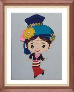 模板】布贴画材料包/拼布/布艺手工diy/56民族人物景蒙古族0人付款18