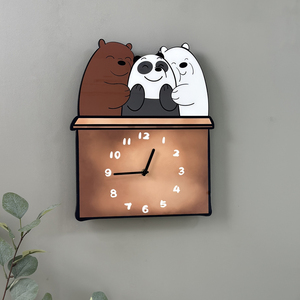 卡通新款网红箱子熊创意钟表家用客厅卧室装饰挂墙静音挂钟时钟