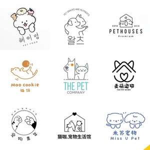 猫咖门头设计宠物店LOGO生活馆店标字体卡通简约风店名lg原创定制