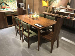 莫霞家具北美黑胡桃木餐桌北欧简约实木桌子长方形纯实木饭桌