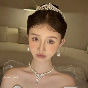 新款珍珠项链结婚婚纱耳环时尚气质水滴形花朵新娘个性高级感大气