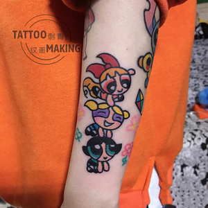 【新款】纹身贴飞天小魔女防水持久女男儿童手臂刺青卡通搞怪动漫