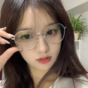 金属流线眼镜女韩版潮金丝边框细边网上近视可配度数斯文败类眼镜