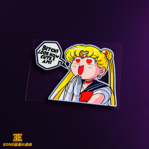 eone反光车贴美少女战士水冰月可爱桃心眼卡通笔记本电脑机箱贴纸
