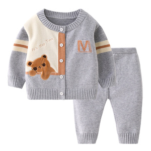 宝宝毛衣套装0-1-2岁婴儿内搭毛线衣服开衫小外套洋气春季针织衫