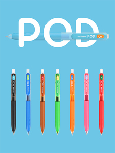 日本PLATINUM白金小爱豆中性笔针管尖按动式笔芯可替换学生考试用黑色红色蓝色水性笔签字笔0.5mm手账用笔POD