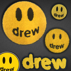 小号刺绣百搭贴花外套胸前修复棉衣儿童图案胸章drew笑脸毛巾布贴