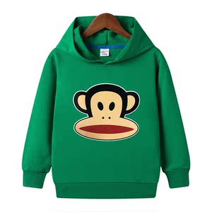 大嘴猴图案衣服秋季儿童卫衣纯棉女童薄款上衣男童长袖打底衫帽衫