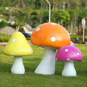 幼儿园户外卡通蘑菇雕塑园林景观玻璃钢动物种植基地仿真植物摆件