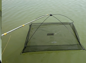 小抬网渔网捕鱼网自动折叠搬网挑网带支架方形抬鱼网小型捕鱼工具