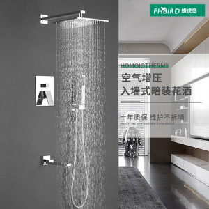 蜂虎鸟嵌入式暗装花洒套装增压入墙式淋浴器喷头淋雨喷头隐藏埋墙