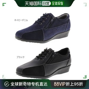 日本直邮4E宽texcy女式舒适运动鞋休闲鞋带拉链texcy TL-15950