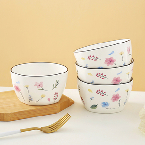 可爱大号碗家用卡通米日式吃饭碗创意方碗陶瓷网红早餐碗儿童碗