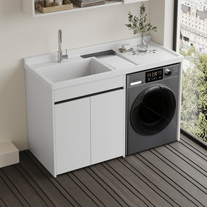 蜂窝铝整板阳台滚筒洗衣机伴侣组合柜一体洗衣槽洗手池带搓板定制