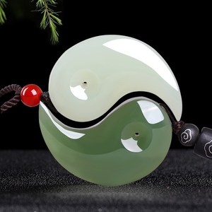 和田玉龙凤情侣一对白玉太极阴阳鱼玉吊坠男女款双鱼玉佩玉坠