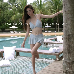 上海发货2024年OMOM泳衣女式遮肚小胸性感比基尼两件套泳装游泳衣