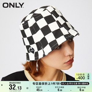 ONLY奥莱复古百搭设计感撞色棋盘格渔夫帽女