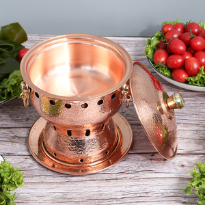 铜火锅纯铜手工锤点单人自助小火锅一人一位火锅紫铜黄铜火锅