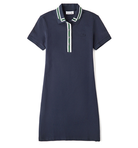 lacoste法国鳄鱼女装夏季休闲拼色短袖polo连衣裙女ef5782