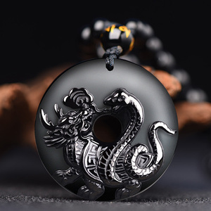 黑曜石玄武吊坠五行缺水补水北方水神玄黑项链随身饰品蛇龟黑色