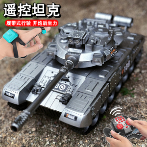 遥控坦克可开炮仿真对战虎式装甲车履带式模型儿童男孩越野车玩具