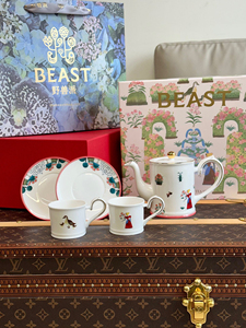 现货包邮野兽派千叶玫瑰野兽的花骨瓷整套茶具茶杯咖啡杯茶壶礼盒