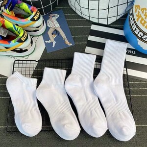 白袜子男gay袜子男士纯棉防臭夏季薄款透气船袜篮球运动中筒男袜
