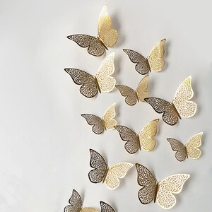 镂空珠光纸蝴蝶立体墙贴纸自粘卧室温馨婚房窗帘冰箱贴墙壁上装饰