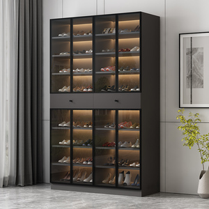 新款玻璃门鞋柜轻奢高立式多层大容量阳台储物置物柜家用门口鞋柜