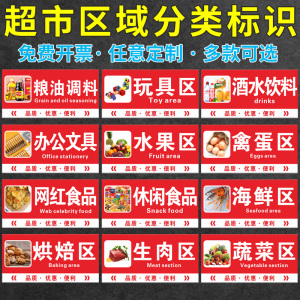 超市区域分类指示标示牌商场便利店卖场分区提示标志牌引导牌指向牌