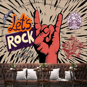 涂鸦嘻哈风格墙纸摇滚乐队背景墙壁画ktv壁纸3d个性音乐酒吧餐厅