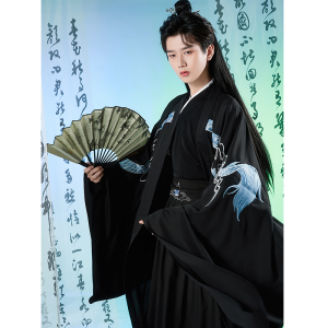 黑色系魏晋汉服男套装古风男士仙气古装男生古代飘逸公子大码学生