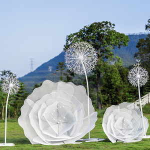 户外金属铁艺发光蒲公英雕塑不锈钢镂空花朵园林景观美陈装饰摆件