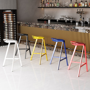 吧台椅现代简约铁艺个性创意吧台凳酒吧奶茶店高脚凳前台高脚椅子