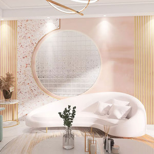 服装店高级感直播墙纸背景美容院店专用皮肤管理壁纸竖条纹水磨石