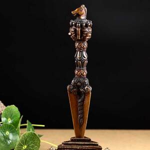 藏传密宗 尼泊尔手工纯铜三面马头明王金刚杵 普巴金刚橛