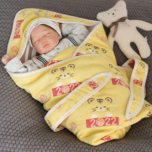 虎年新生婴儿包被虎宝宝初生抱被纯棉纱布产房包单包裹被子春秋款