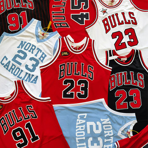 bulls芝加哥23号北卡复古球衣AU球员版罗德曼91号皮蓬刺绣篮球服