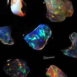 10天然非洲水欧泊原矿石欧泊彩色宝石蛋白石矿物晶体收藏标本科普