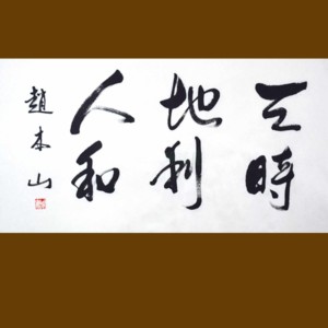 赵本山天时地利人和书法作品卧室装饰书房客厅临摹手绘字画可裱轴