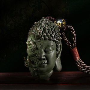 003人付款淘宝天然新疆和田玉青玉佛魔一念之间吊坠双面工半佛半魔