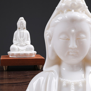 坐禅观音佛像白瓷坐莲花观音菩萨佛像摆件家居客厅摆设供奉家用