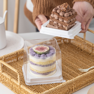 2寸蛋糕包装盒慕斯千层小西点蛋糕卷大泡芙透明吸塑迷你打包盒子