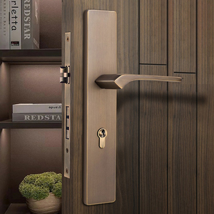 迈尼金顿新中式黄铜室内门锁家用磁吸静音卧室实木门把手美式通用