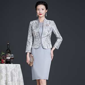 60享受一丝阳光淘宝喜婆婆婚宴装婚礼妈妈礼服冬季洋气毛呢套裙装两