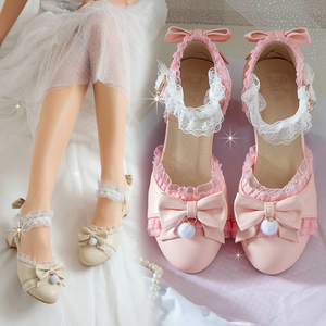 女童包头凉鞋洛丽塔小女孩高跟鞋Lolita鞋子大童儿童萝莉塔公主鞋
