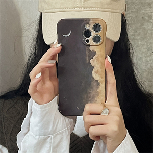 黄云星空苹果13手机壳12超薄适用iphone11pro无边框xsmax半包xr磨砂