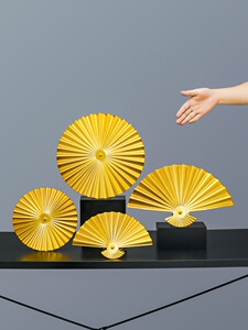 创意新中式工艺品摆件轻奢扇形铁艺玄关电视柜客厅家居装饰品摆设