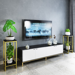 电视柜两边的花架置物架阳台专用轻奢风客厅电视柜旁转角欧式高档