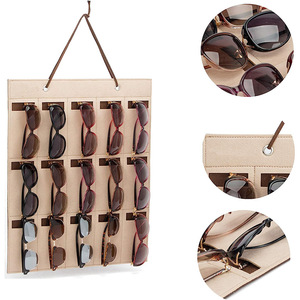 跨境化妆间墙挂袋多功能太阳镜展示盒墨镜收纳袋眼镜整理袋可折叠